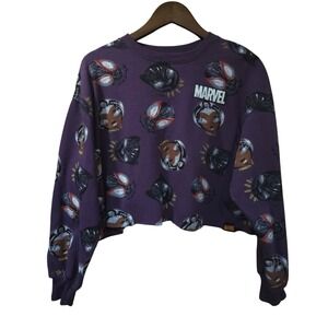 Marvel Comics Purple Cropped Sweatshirt Black Panther Storm Spider-Man XL EUC